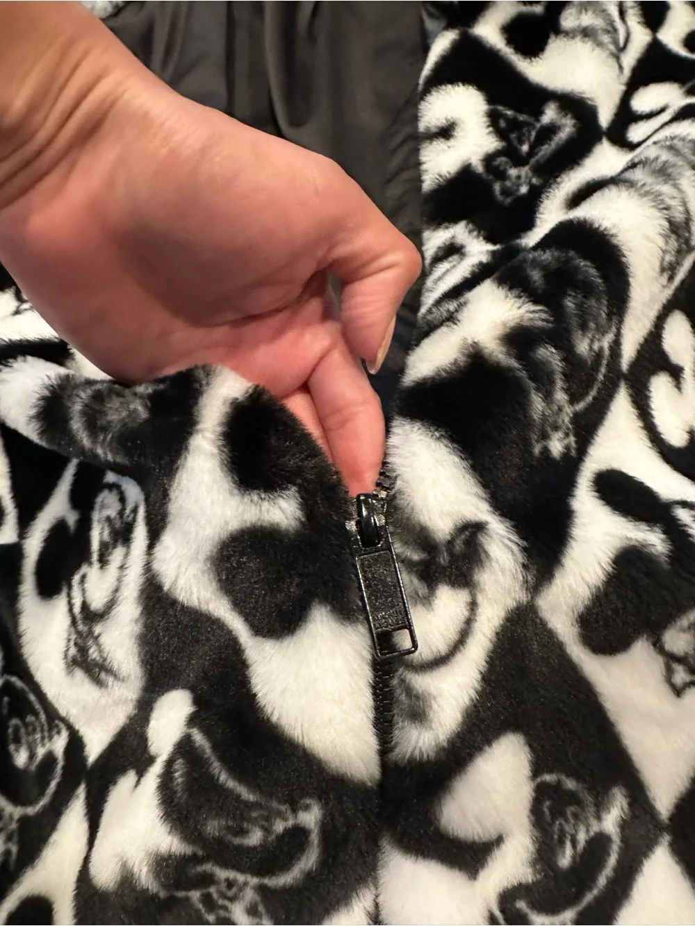 Disney Black and White Mickey Mouse Plush Fleece Coat - Picture 3 of 5